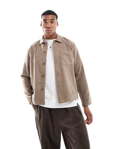 New Look - Overshirt met wollook in lichtbruin - view 1