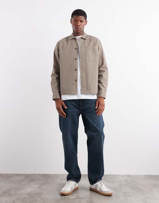 New Look - Overshirt van keperstof in nertsbruin, 2 van 5