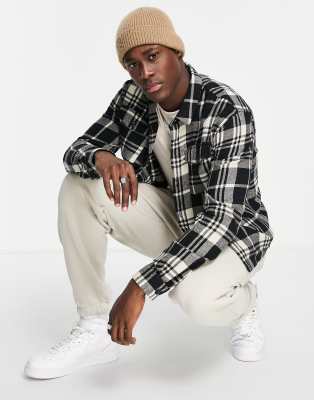 New Look overshirt with check in black - ASOS Price Checker