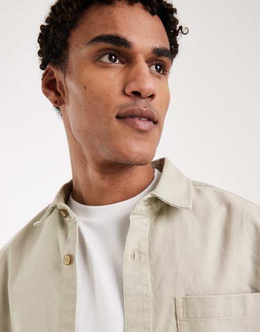 New Look – Oversize-Hemdjacke in Khaki, 5 von 5