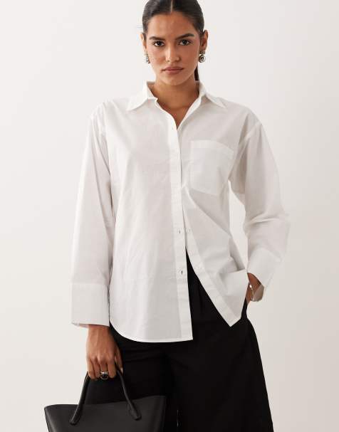 New Look oversize poplinskjorta i vitt - view 1