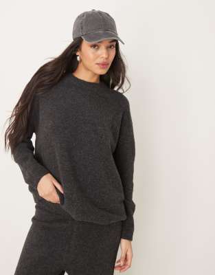 New Look - Oversize-Pullover in Dunkelgrau, Kombiteil