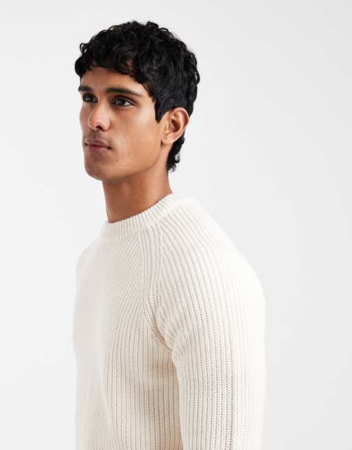 New Look – Oversize-Pullover in Ecru mit Rundhalsausschnitt, 4 von 5