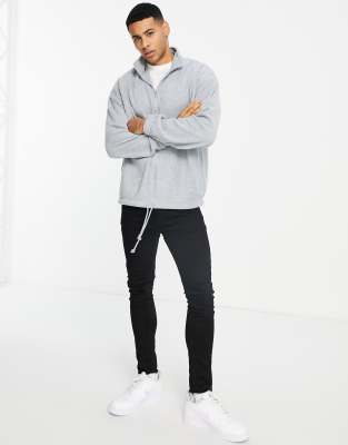 New Look oversized funnel neck fleece sweat in gray - ASOS Price Checker