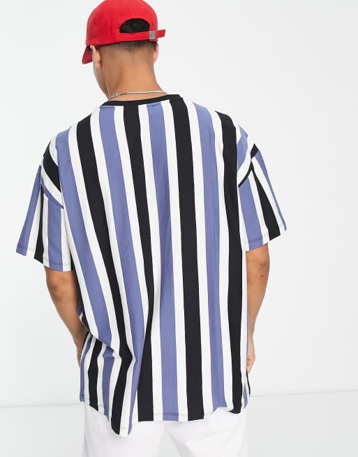 New Look – Oversize-T-Shirt in Marineblau gestreift mit Tokyo-Print, 2 von 4