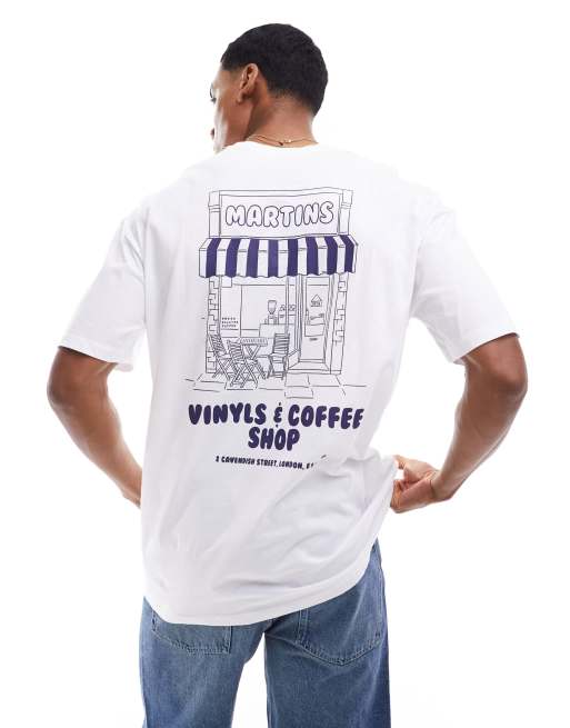 New Look – Oversize-T-Shirt in Weiß mit „Vinyl Shop“-Grafik