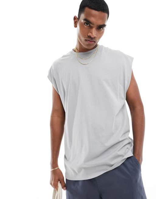 New Look – Oversize-Tanktop in Hellgrau