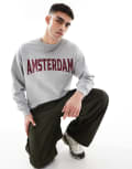 [New Look] New Look oversized Amsterdam sweatshirt in grey marl S grey