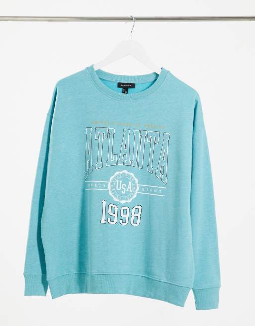 New Look oversized Atlanta slogan sweatshirt in bright blue ASOS