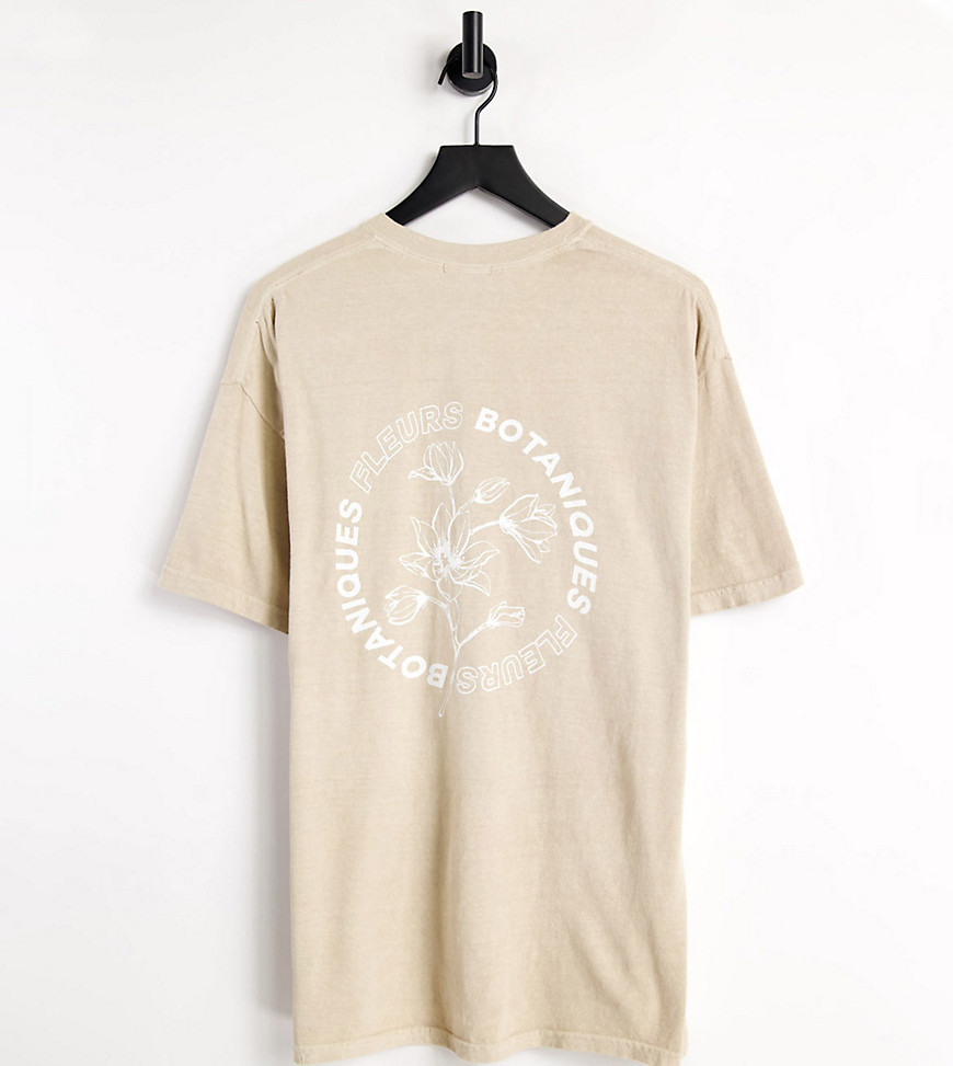 New Look oversized back print t-shirt in washed stone-Neutral