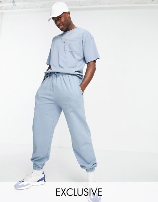 New Look oversized co ord washed joggers in blue ASOS