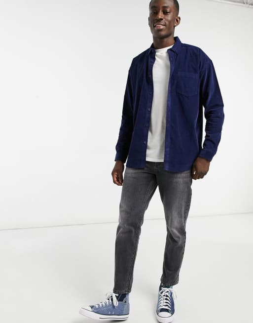 New Look - Oversized corduroy overhemd in marineblauw