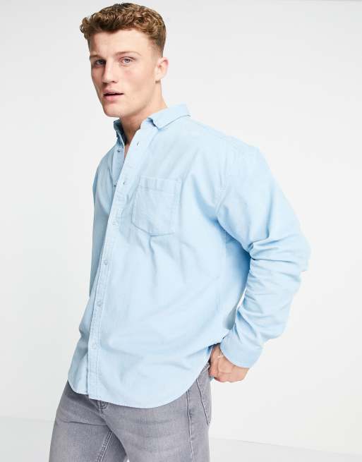 New Look - Oversized corduroy overhemd met lange mouwen in blauw