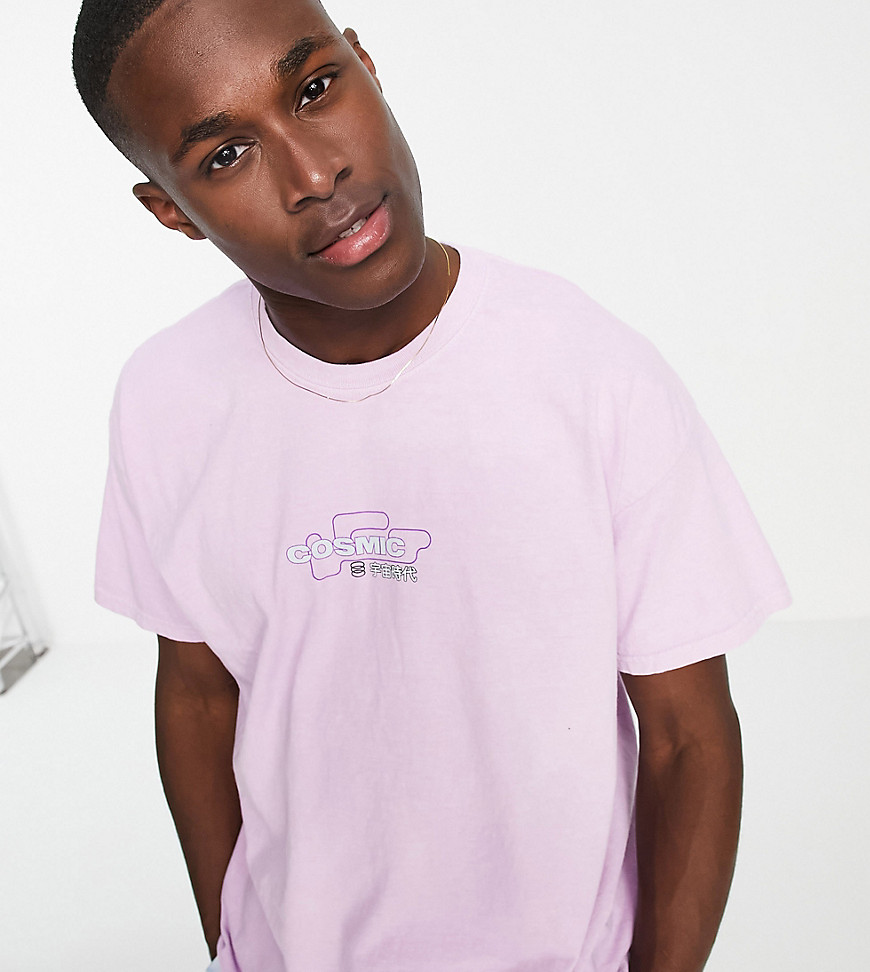 New Look oversized cosmic print overdye T-shirt in pink