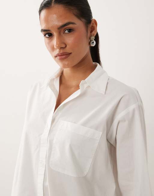 New Look oversized cotton poplin shirt in white, 3 of 4