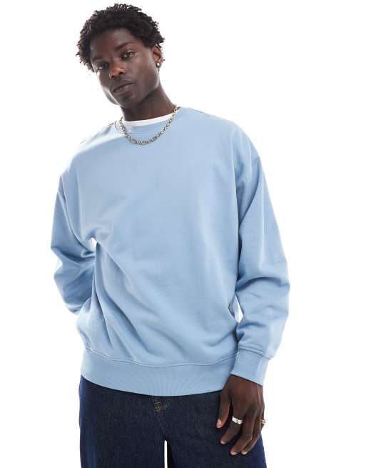 New Look oversized crew sweatshirt in light blue ASOS