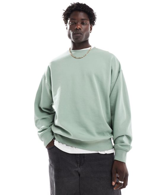 New Look oversized crew sweatshirt in light green