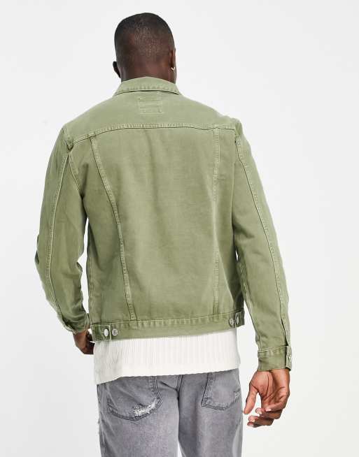 New Look - Oversized denim jack in donker khaki, 2 van 4