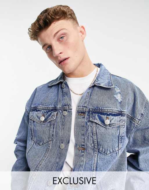 New Look - Oversized denim jack in lichtblauw