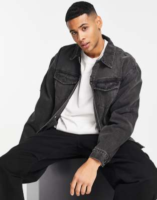 Black denim jacket new look sale