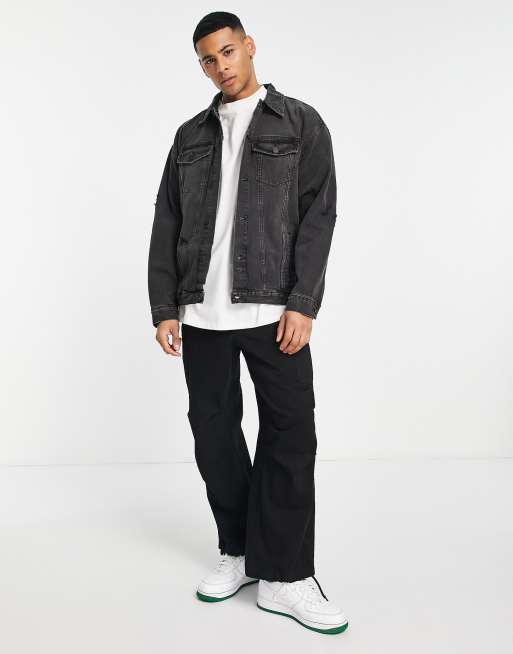 New look black shop oversized denim jacket