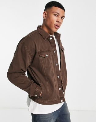New Look oversized denim jacket in brown