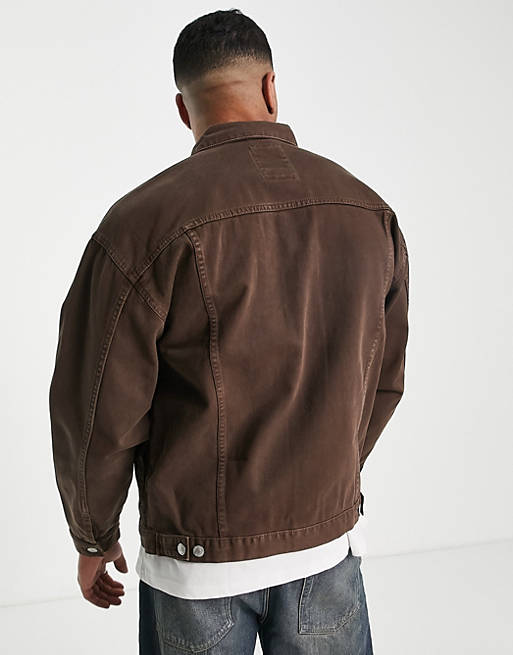 nummer konkurrenter blive imponeret New Look oversized denim jacket in brown | ASOS