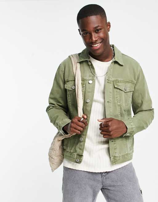 Green khaki 2025 denim jacket