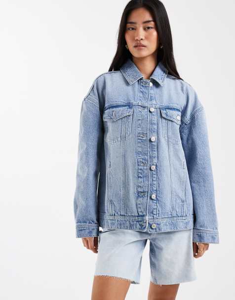 New Look oversized denim jacket in mid blue - view 1