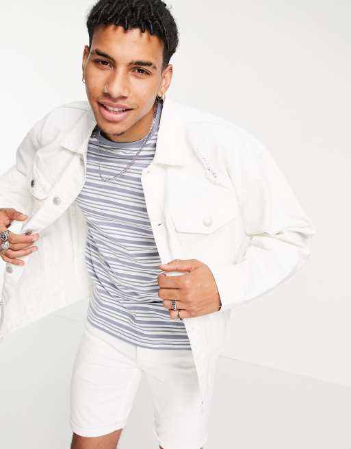 White denim outlet jacket new look