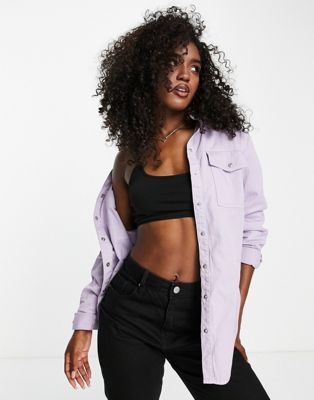 New Look oversized denim shirt in lilac