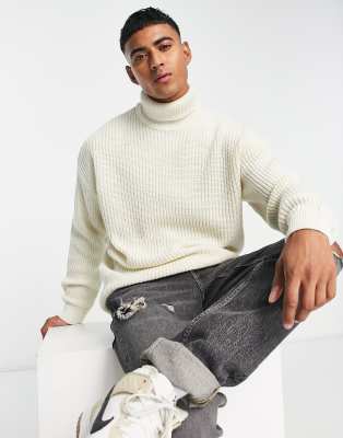 oversized white roll neck jumper