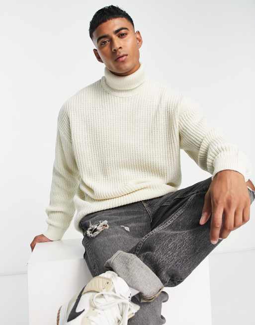 Oversized white roll neck jumper hotsell
