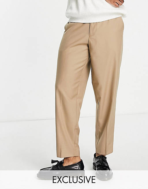 New Look oversized fit smart trousers in tan