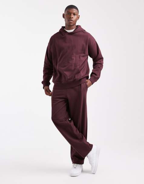 New Look oversized hoodie and trackies set in burgundy - view 1