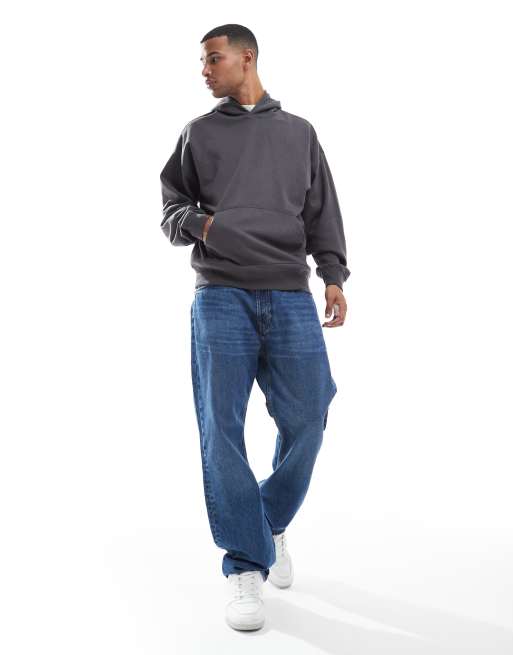New Look - Oversized hoodie in donkergrijs