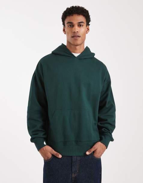 New Look - Oversized hoodie in donkergroen - view 1