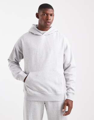 New Look New Look oversized hoodie in grey marl 300gsm