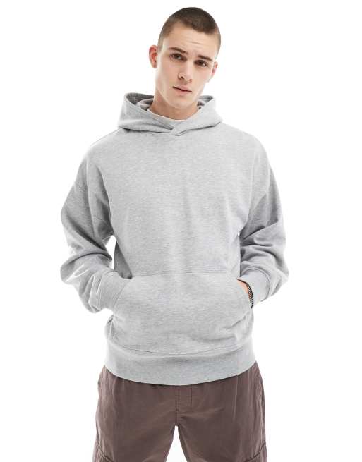 Oversized Hoodie for Men, Grey Marl