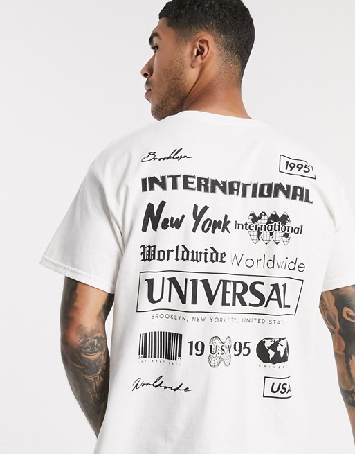 New Look oversized international logo back print t-shirt in white