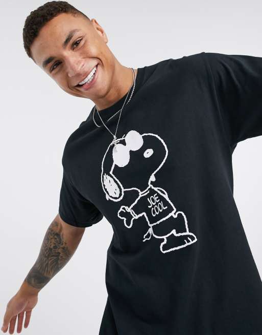 New Look Oversized Joe Cool Snoopy T Shirt In Black Asos