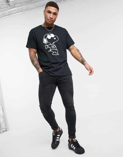 New Look Oversized Joe Cool Snoopy T Shirt In Black Asos