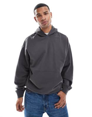 Oversized-Kapuzenpullover in Dunkelgrau Grau S