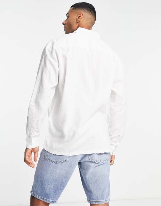 White Oversized Linen-blend Shirt