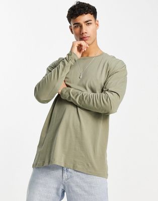New Look oversized long sleeve t-shirt in khaki
