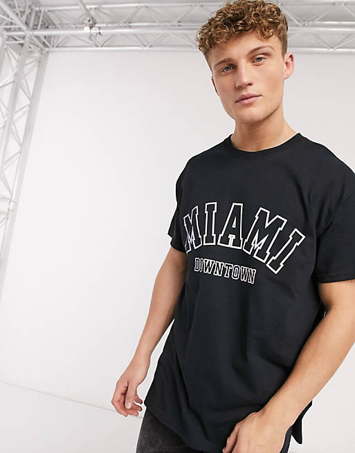 New Look oversized multi Miami t-shirt in black | ASOS