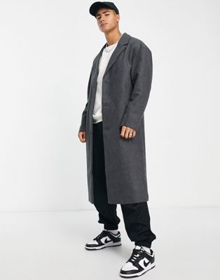 New Look overcoat with wool in dark grey