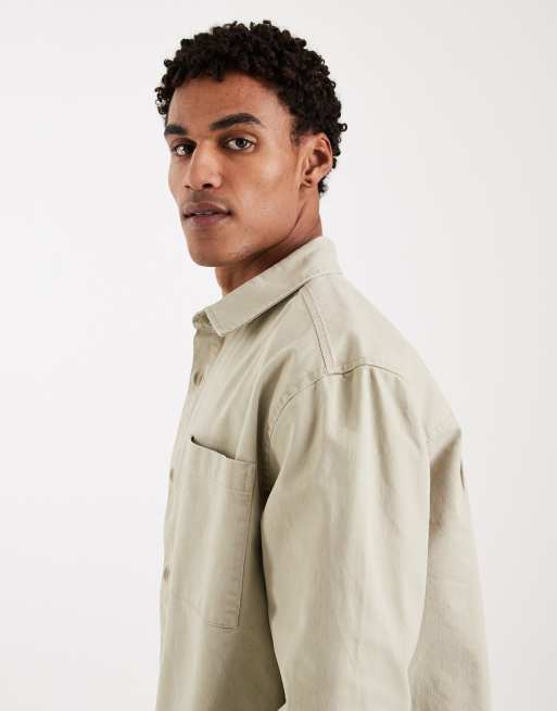 New Look - Oversized overshirt in kaki, 4 van 5
