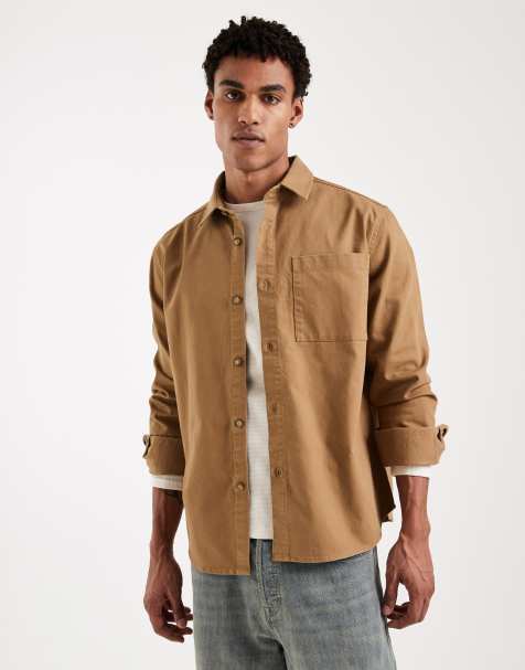 New Look oversized overshirt in washed brown - view 1