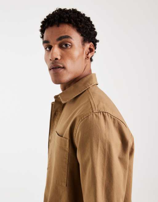 New Look oversized overshirt in washed brown, 4 of 5